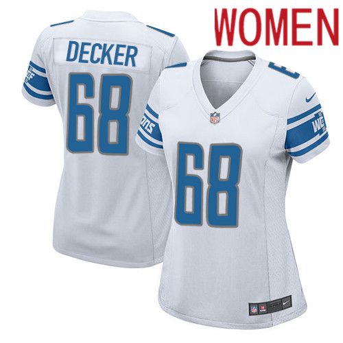 Women Detroit Lions 68 Taylor Decker Nike White Game Player NFL Jersey